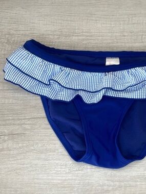 Lauren James Blue Ruffle Stripe Swim Bottoms